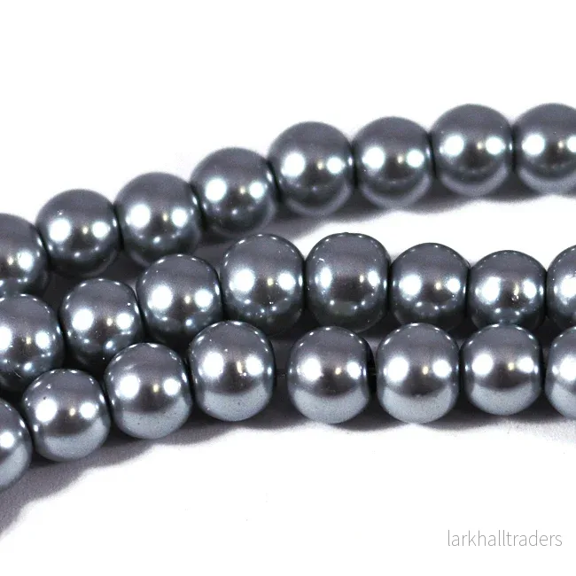 Vaxade glaspärlor, titangrå, 6mm Vaxade glaspärlor, titangrå, 6mm