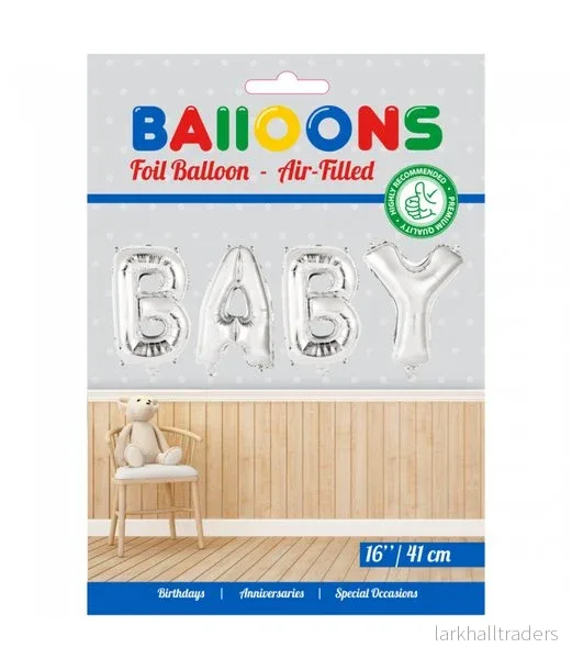 Folieballong, girlang BABY silver - Bild 2