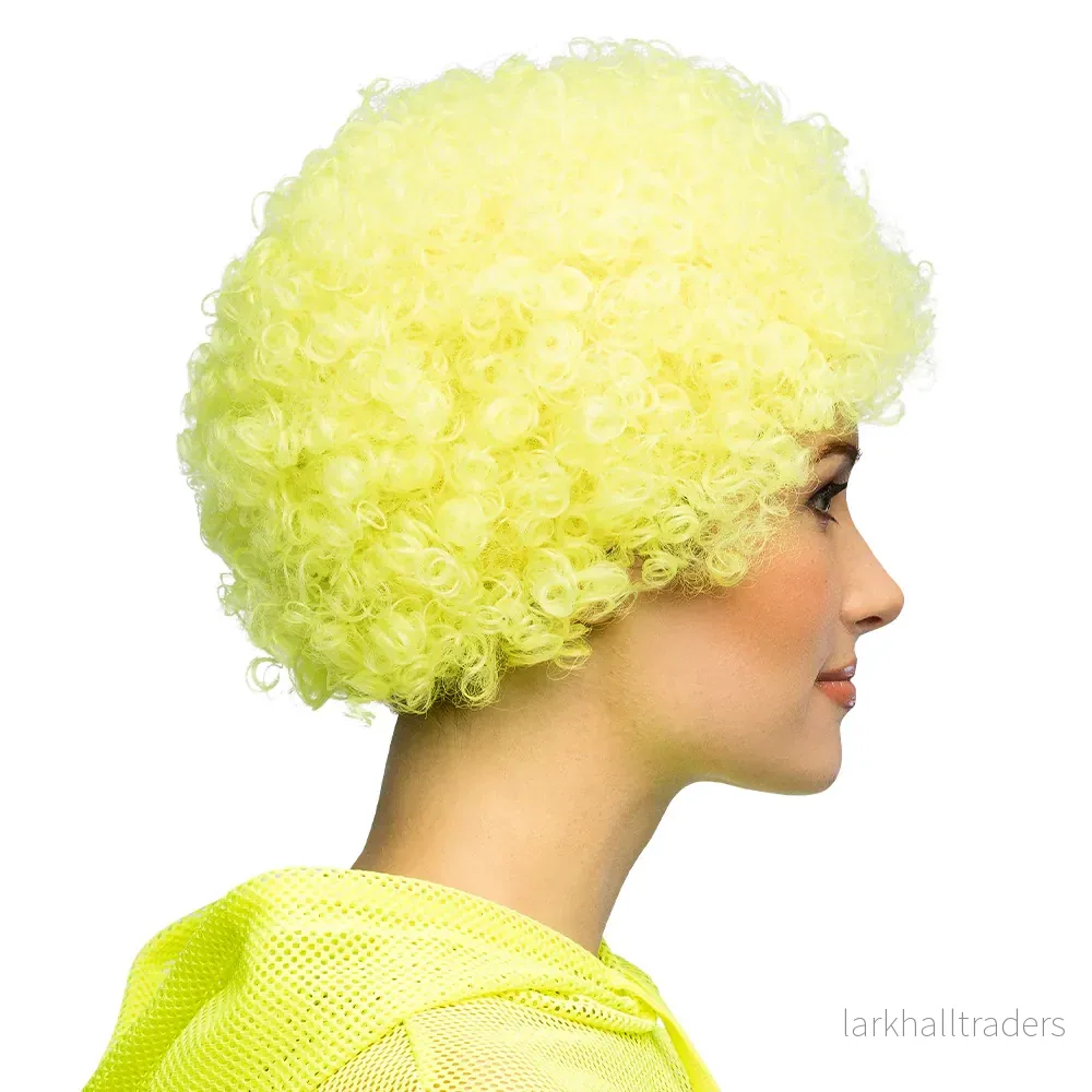 Peruk, curly neon gul - Bild 3