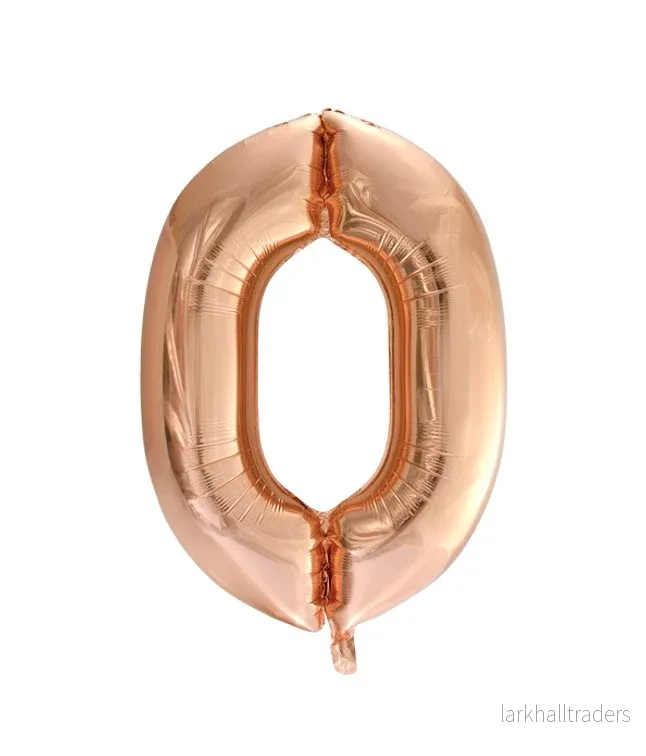 Folieballong, siffra 0 roséguld 86 cm