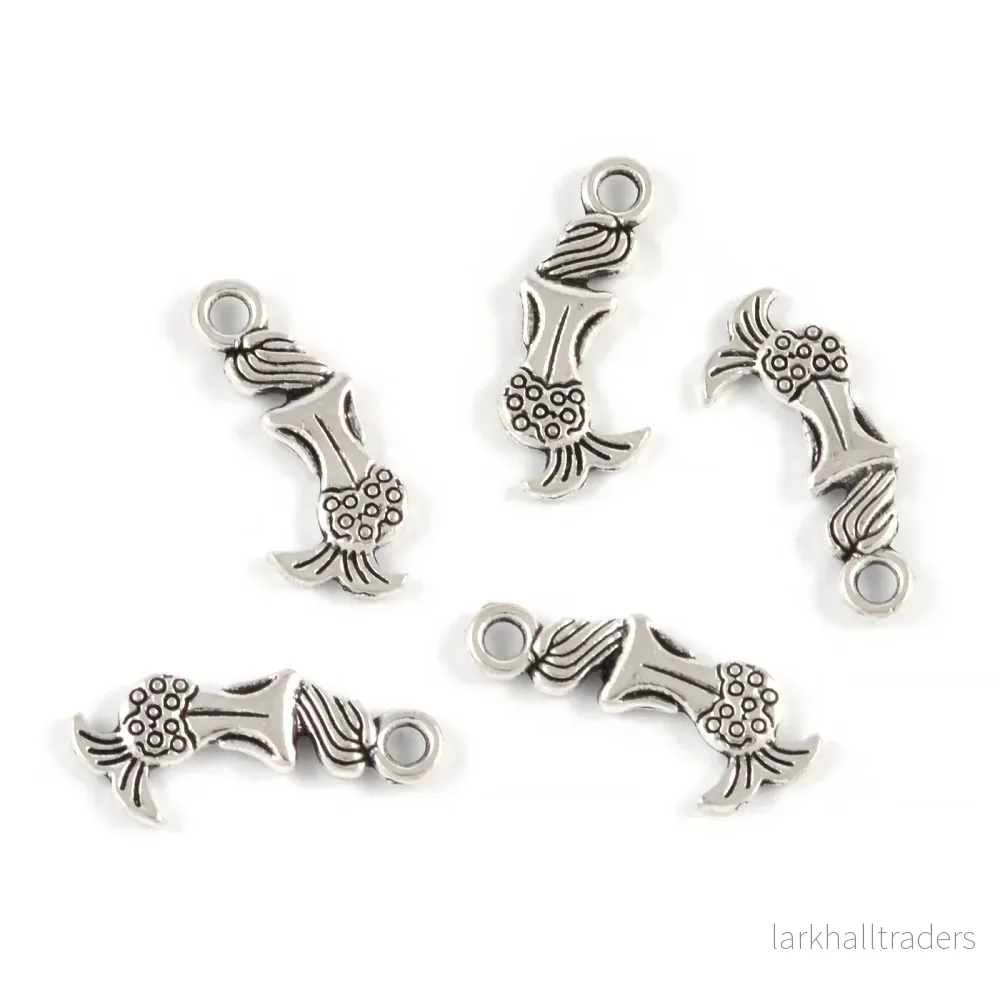 Berlock, sjöjungfru, antiksilver, 8x16mm, 10st