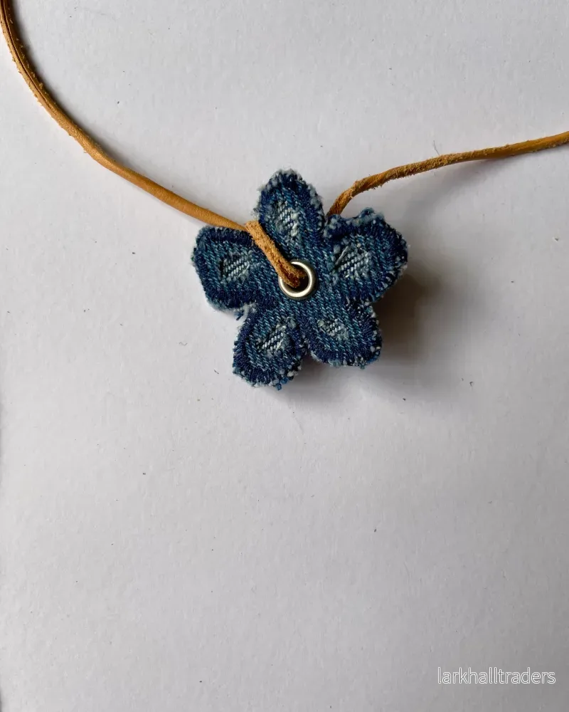 Choker Halsband Blå Denim - Bild 3