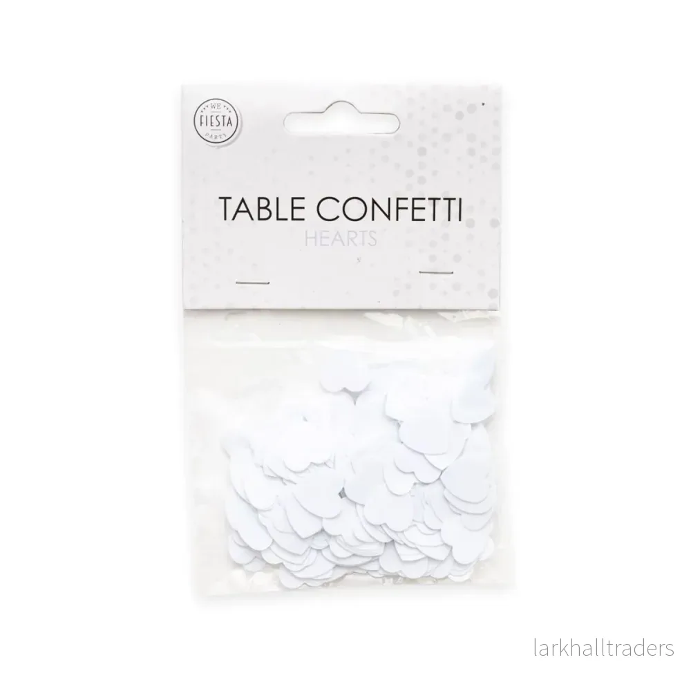 Bordskonfetti, hjärtan vita 14 g Bordskonfetti, hjärtan vita 14 g