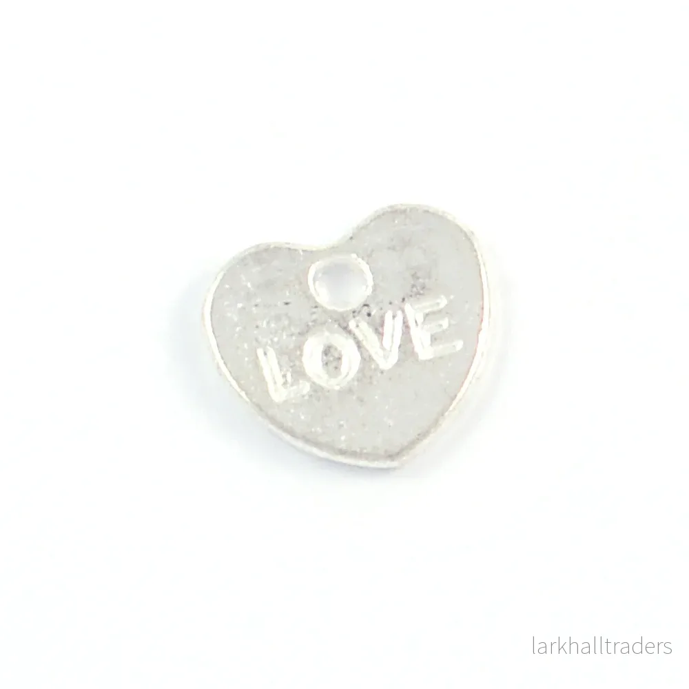 Berlock hjärta ”love”, silver, 10mm, 10st Berlock hjärta ”love”, silver, 10mm, 10st