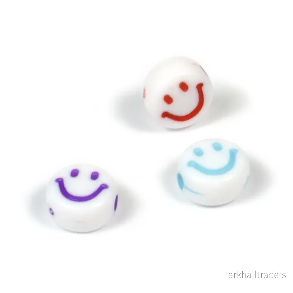 Vita pärlor med emoji, färgmix, 100st - Bild 2
