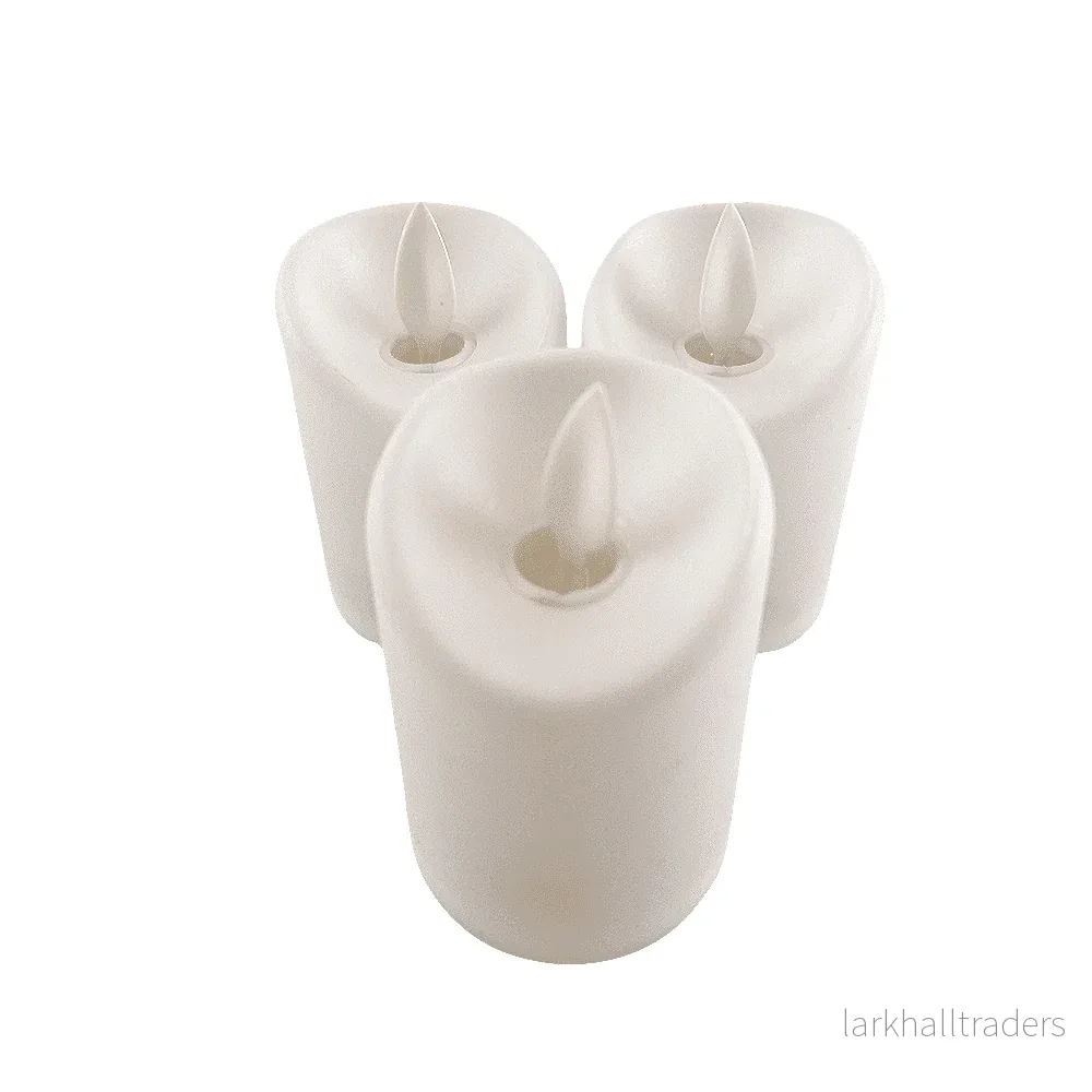 LED-ljus i plast – 3 st. – 7 cm – m/ 3D-låga och fjärrkontroll – vit LED-ljus i plast – 3 st. – 7 cm – m/ 3D-låga och fjärrkontroll – vit