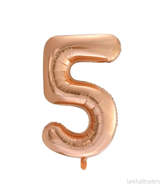 Folieballong, siffra 5 roséguld 86 cm