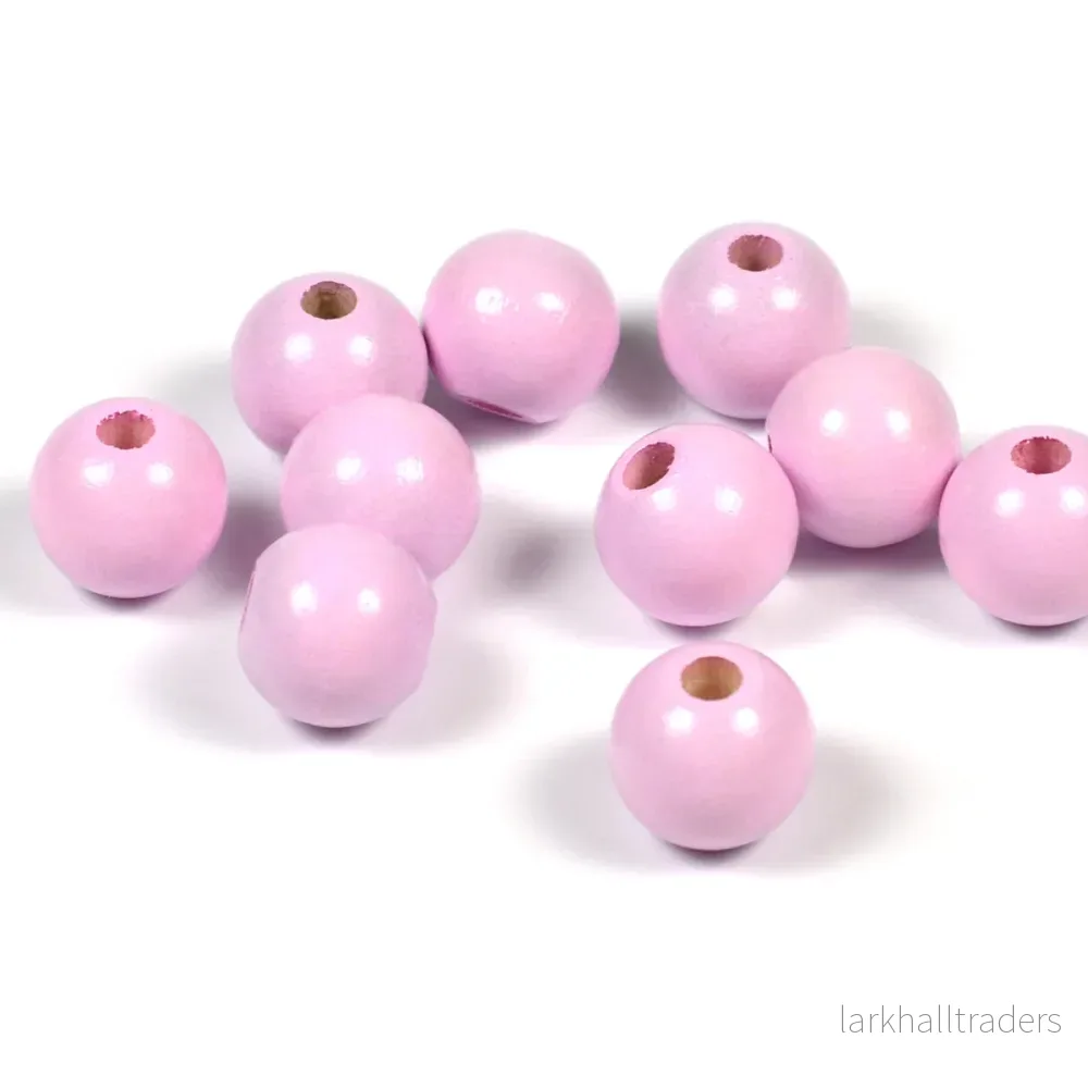 Träpärlor, 10mm, ljusrosa, 50st