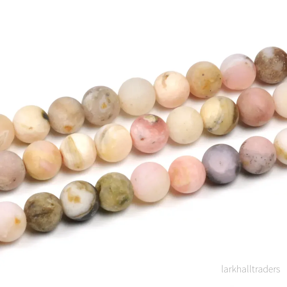 Frostade rosa opal pärlor, 6mm