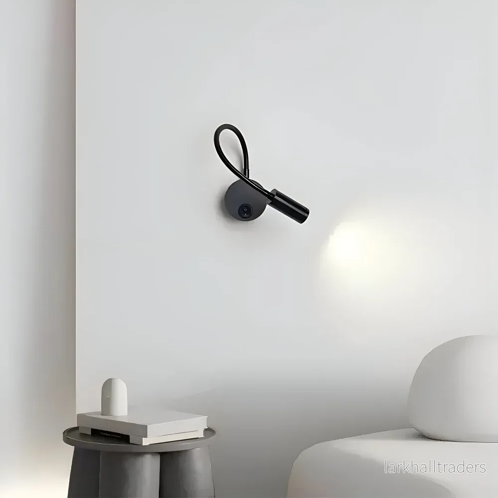 FlexaLite – Justerbar Svart LED Vägglampa med Svanhals för Nattbelysning - Bild 3