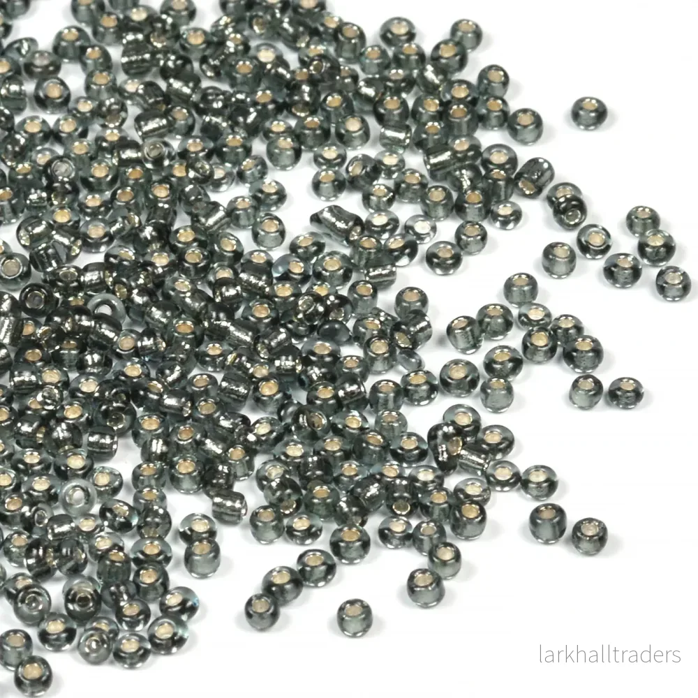 Seed Beads, 2mm, silverlined grå, 30g Seed Beads, 2mm, silverlined grå, 30g
