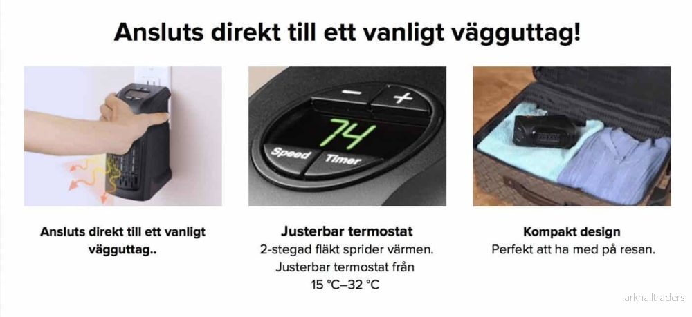 Fläktvärmare (400W) till uttag - Praktisk värmare - Bild 3