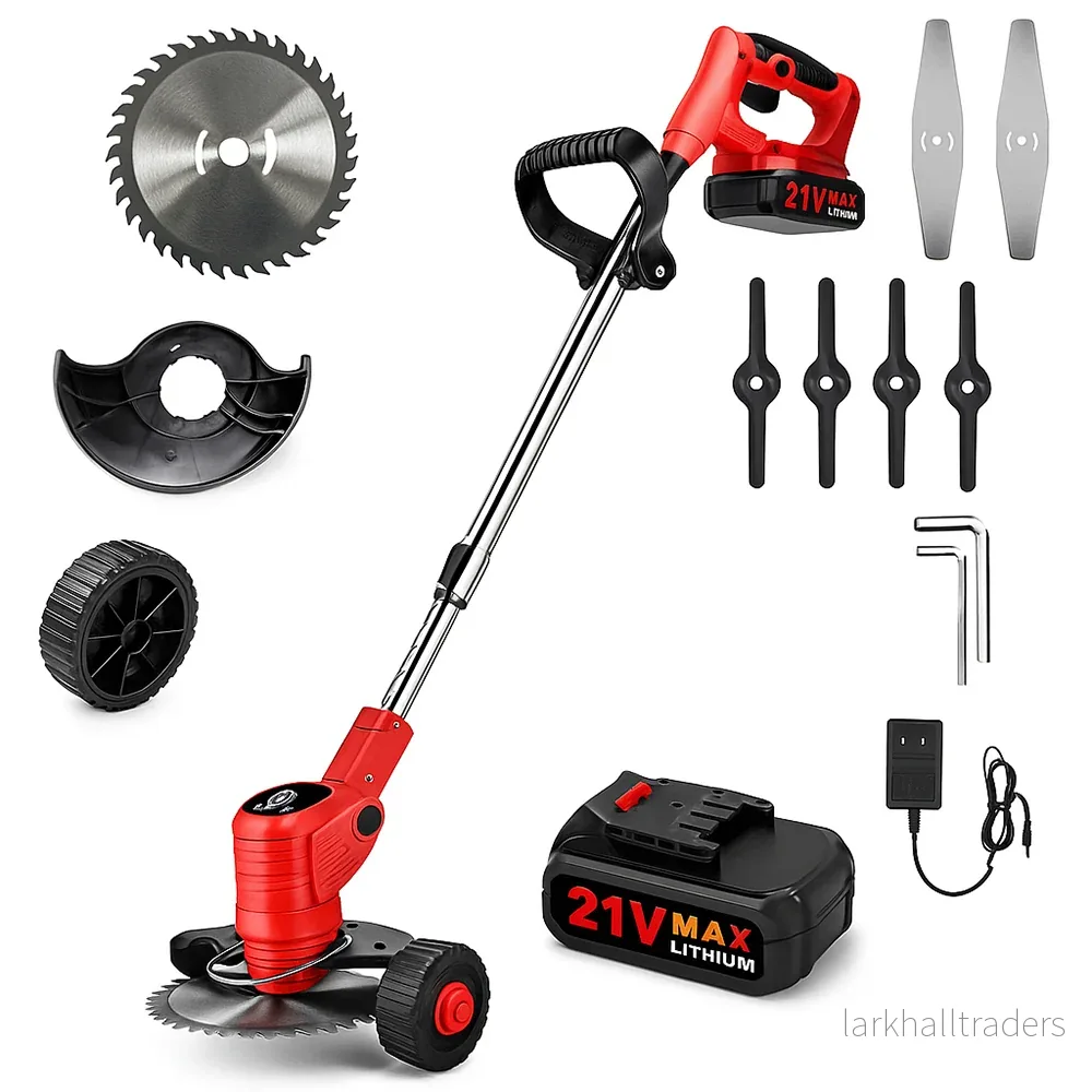 Grästrimmer och kantklippare med hjul med teleskopskaft och batteri - Bild 3