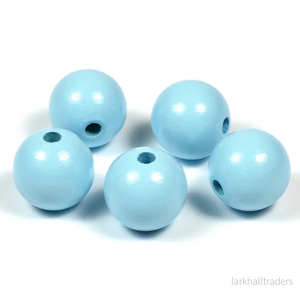 Träpärlor, 20mm, ljusblå, 10st Träpärlor, 20mm, ljusblå, 10st