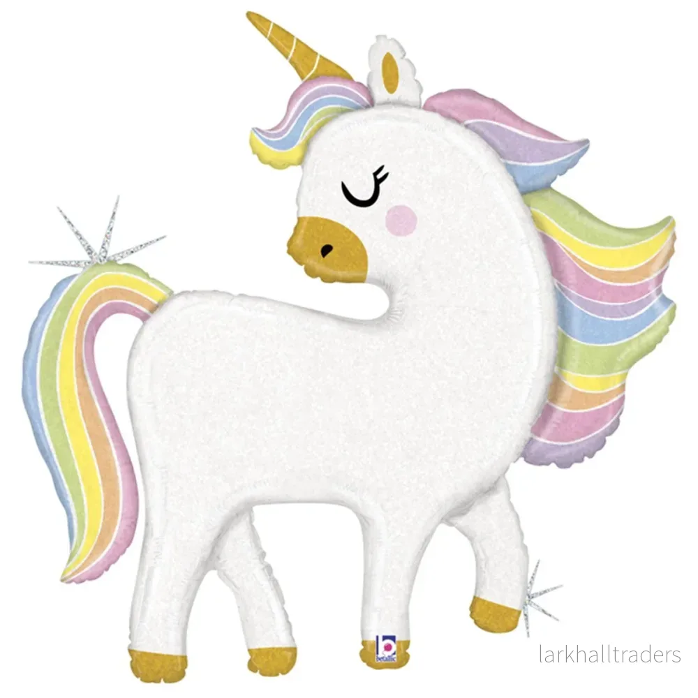Folieballong, Glitter Pastel Unicorn 123 cm