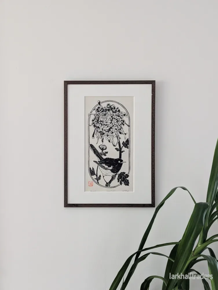 Chrysanthemum - Linocut Print