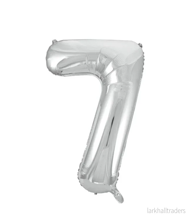 Folieballong, siffra 7 silver 86 cm