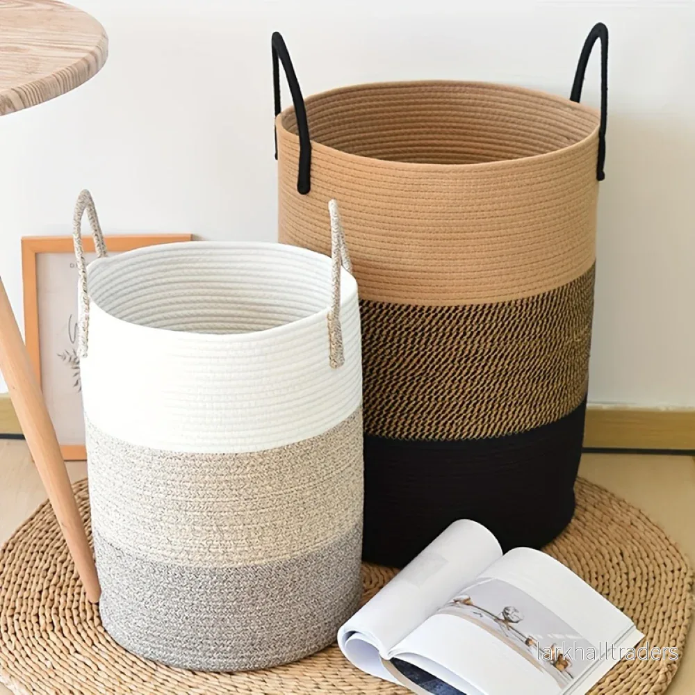 CottonNest – Rund Tvättkorg i Bomull med Fällbar Design - Bild 2