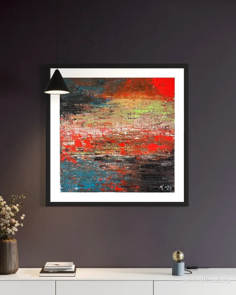 Fine Art Print Abstrakt Landskap Blå Röd - Autumn is Here | Museumskvalitet - Bild 3