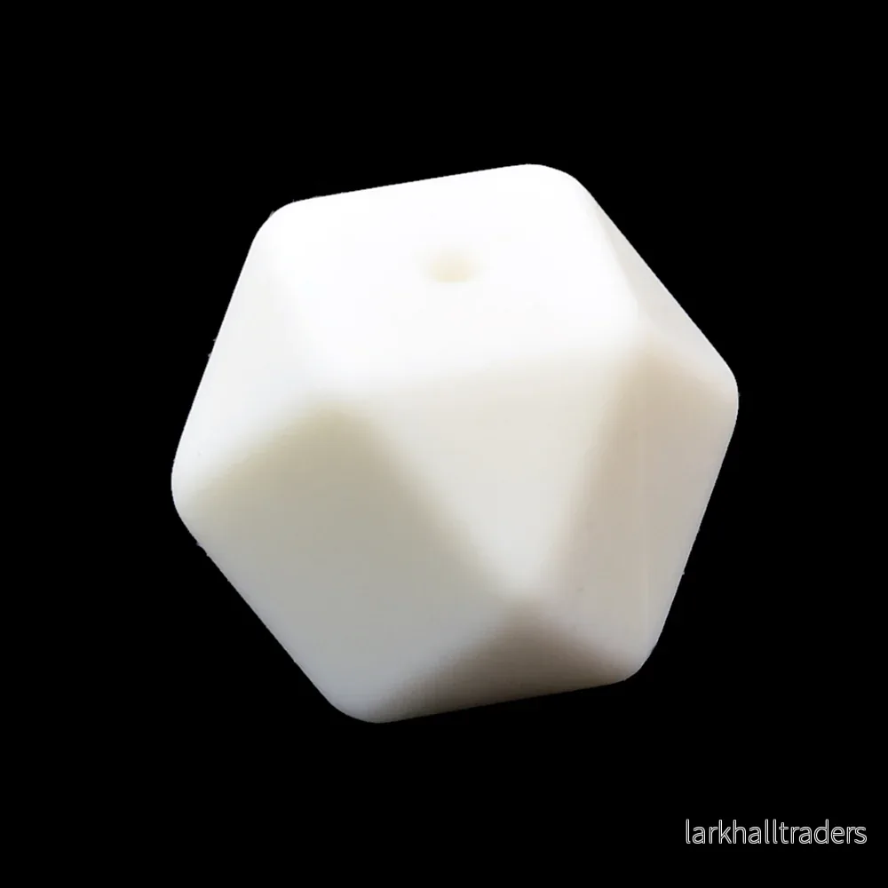 Kantig silikonpärla, vit, 18mm