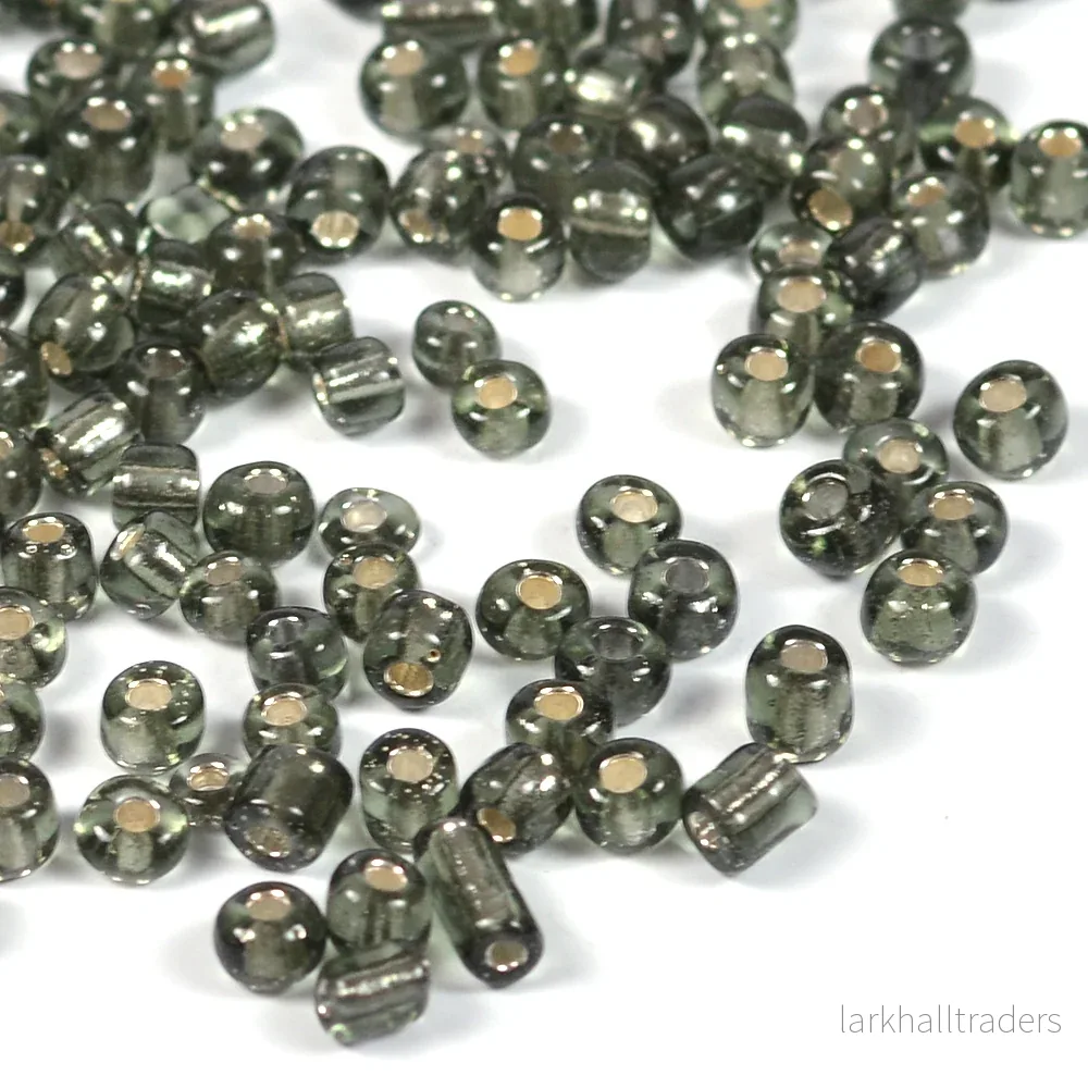 Seed Beads, 4mm, silverlined grå, 30g Seed Beads, 4mm, silverlined grå, 30g