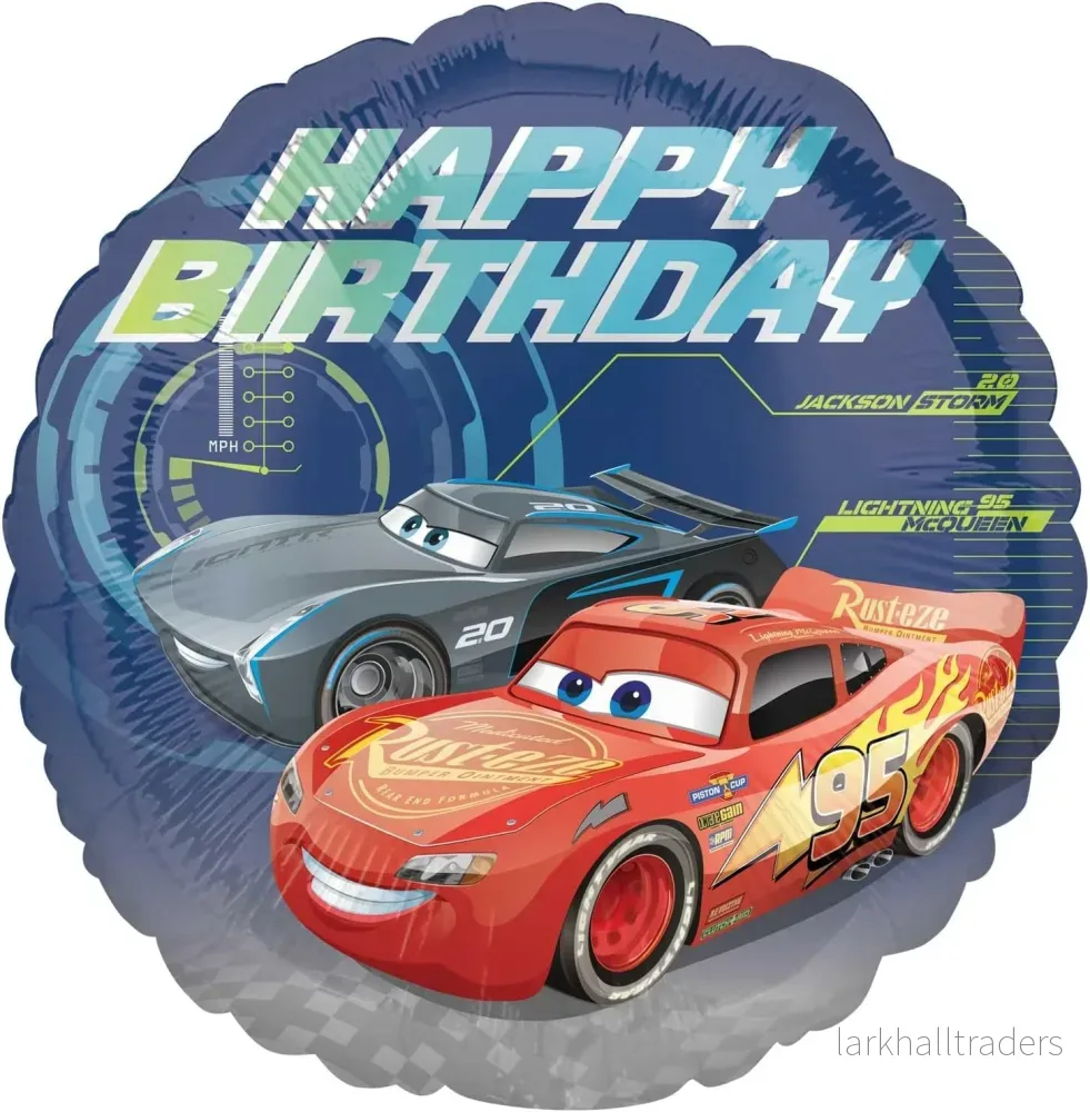 Folieballong, happy birthday Cars 43 cm Folieballong, happy birthday Cars 43 cm