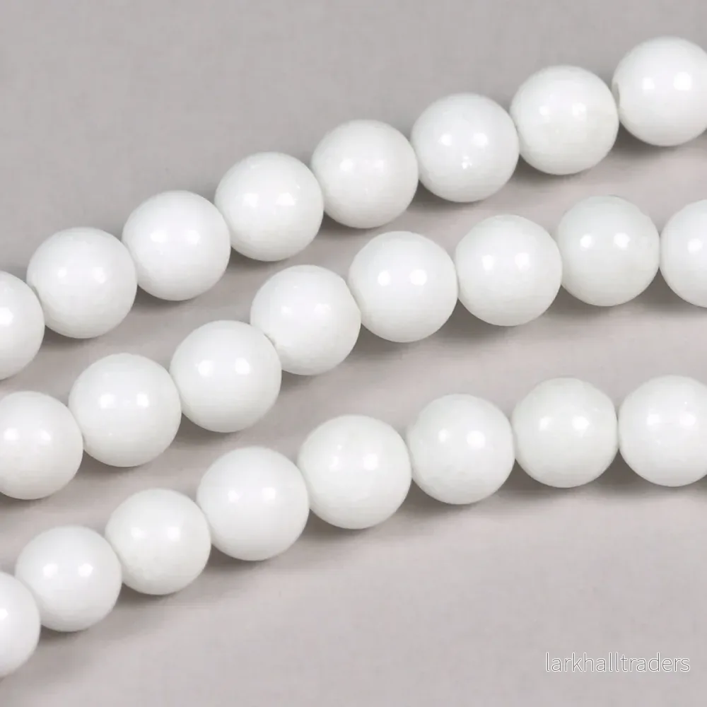 Mashan jade pärlor, vit, 6mm