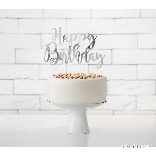 Cake toppers, happy birthday silver 22,5 cm - Bild 2
