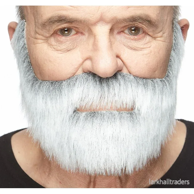 Mustasch med skägg, fisherman grå/vit