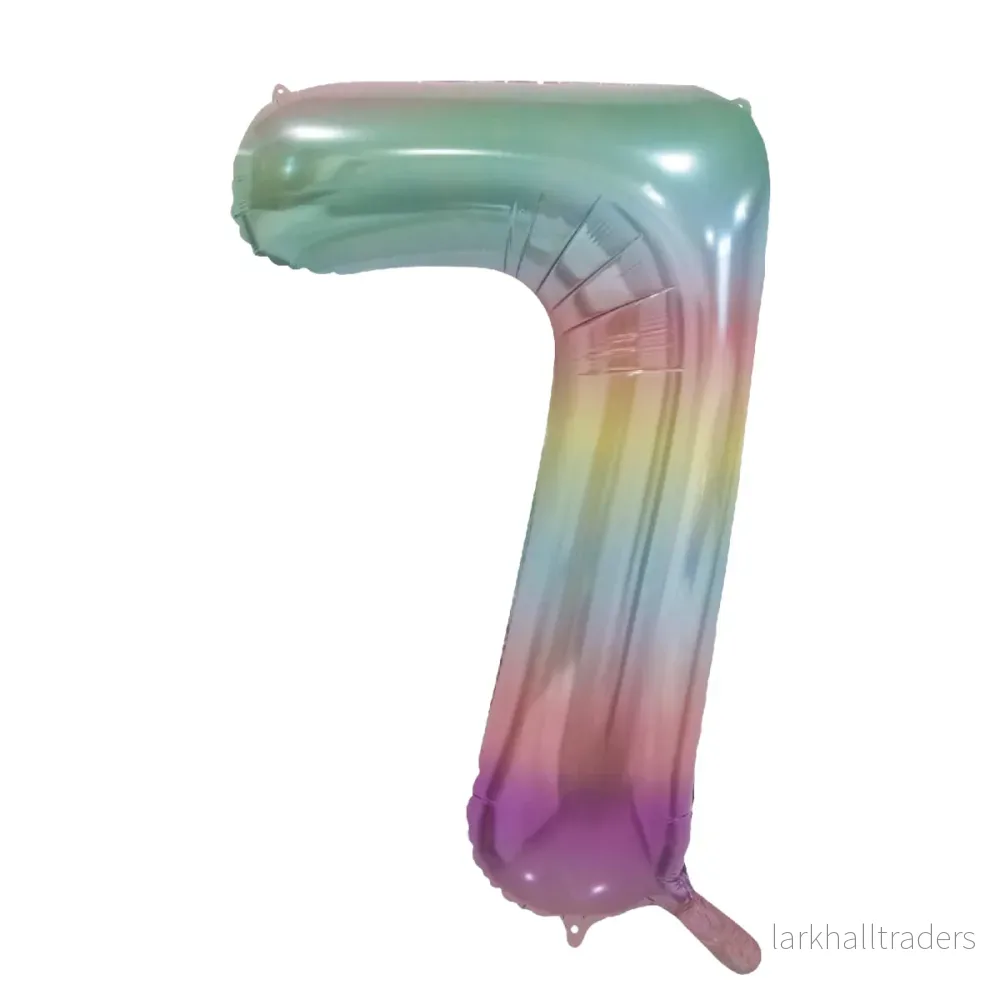 Folieballong, siffra 7 pastell regnbåge 86 cm Folieballong, siffra 7 pastell regnbåge 86 cm