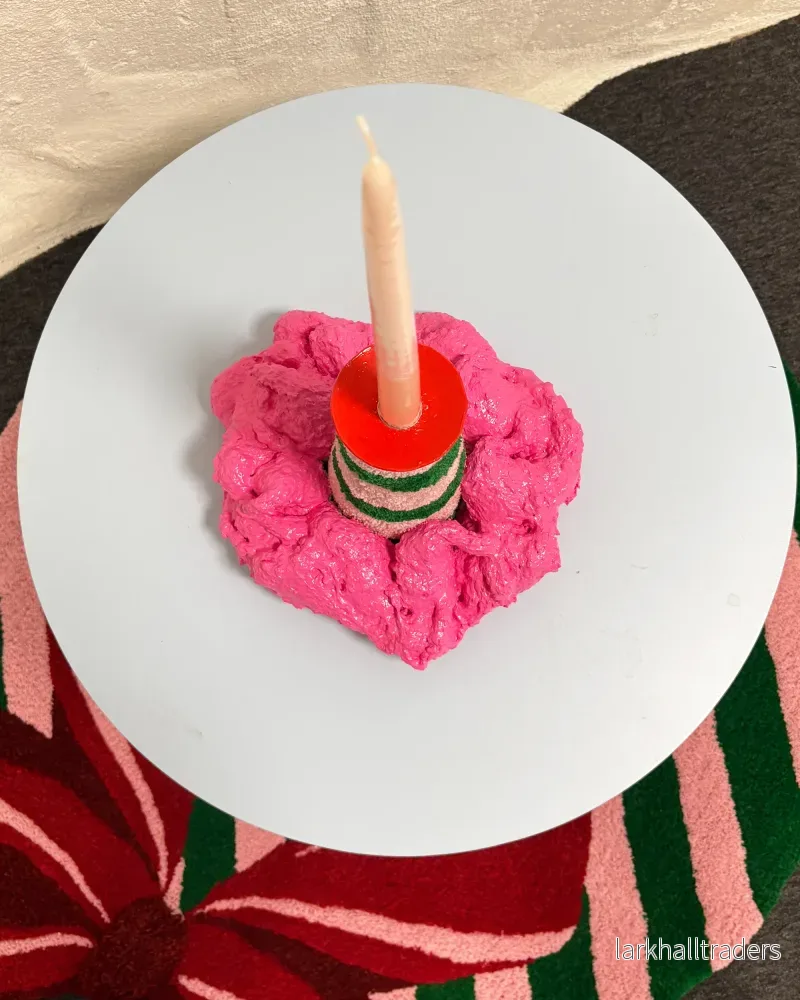 Glow WOW – Sculptural tufted ljushållare rosa/grön - Bild 3