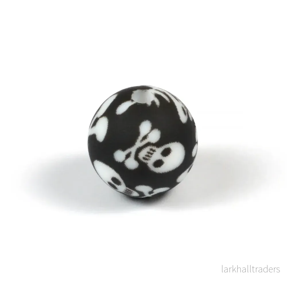 Silikonpärlor, skull, 12mm