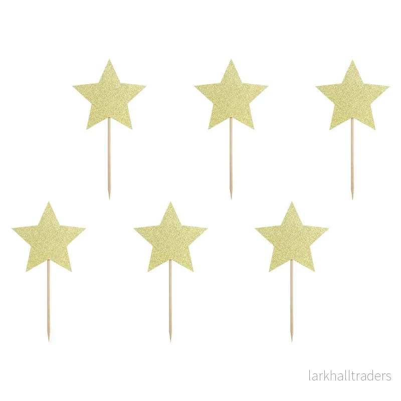 Cupcake toppers, stjärnor guld 6 st