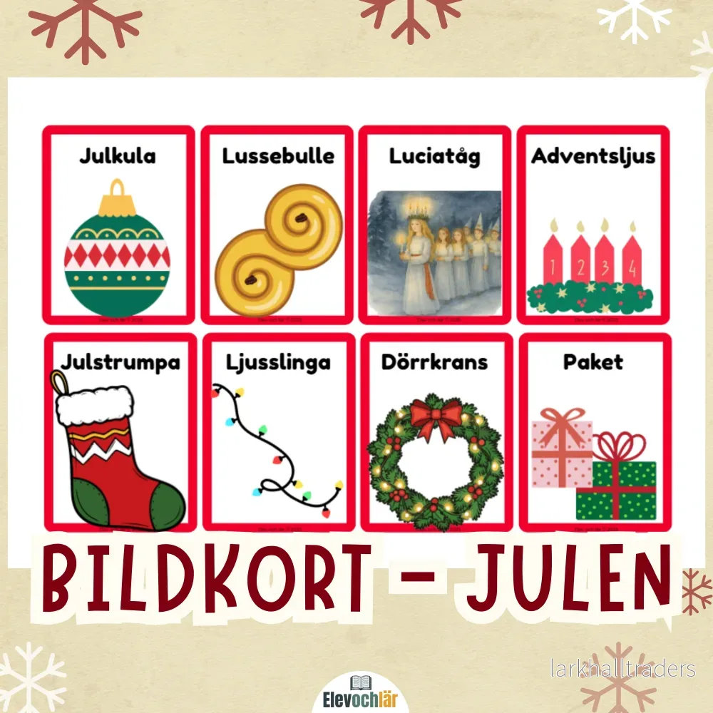 Bildkort julen - 16 stycken bildstöd med julens ord - Bild 3