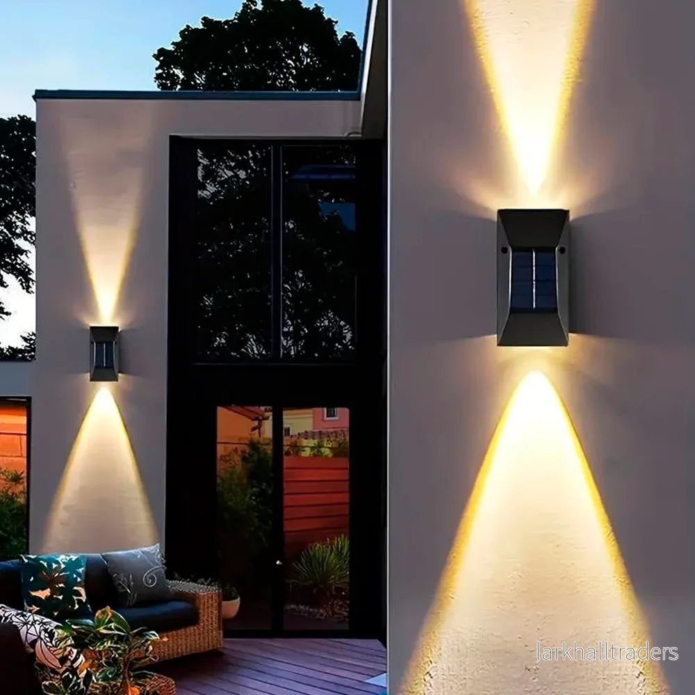 LED-solcellsvägglampa (up-downlight), 2 st. svart LED-solcellsvägglampa (up-downlight), 2 st. svart