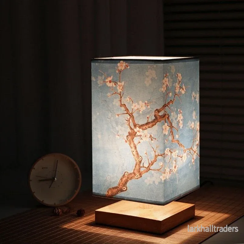 Japandi bordslampa i trä och bambu - Bild 2