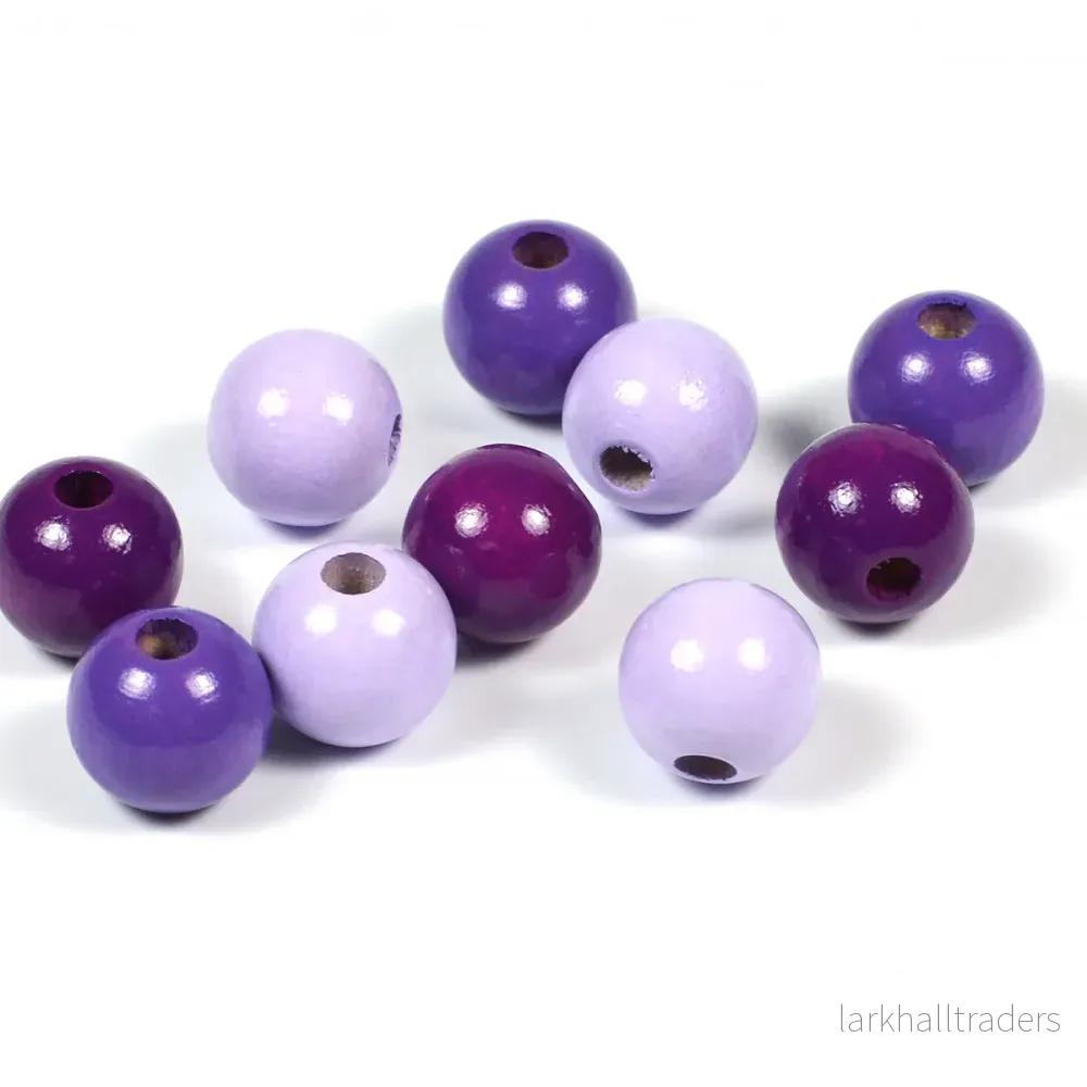 Träpärlor, 10mm, lila-mix, 100st Träpärlor, 10mm, lila-mix, 100st