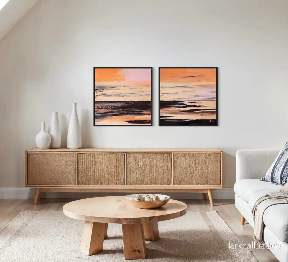 Original Målning Abstrakt Havslandskap Korallrosa – Coral Beach | Svensk Konst Original Målning Abstrakt Havslandskap Korallrosa – Coral Beach | Svensk Konst