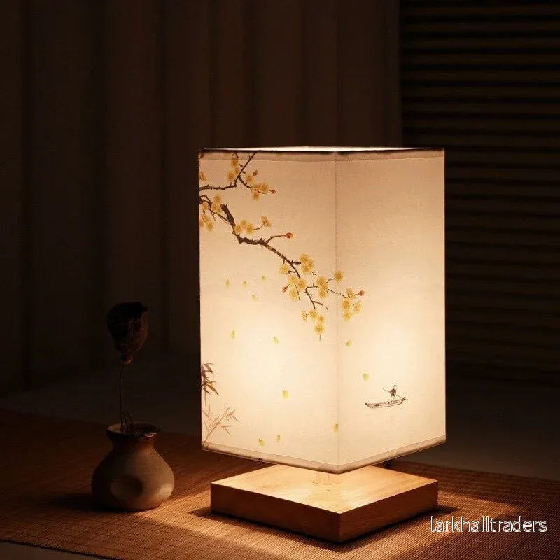 Japandi bordslampa i trä och bambu - Bild 3