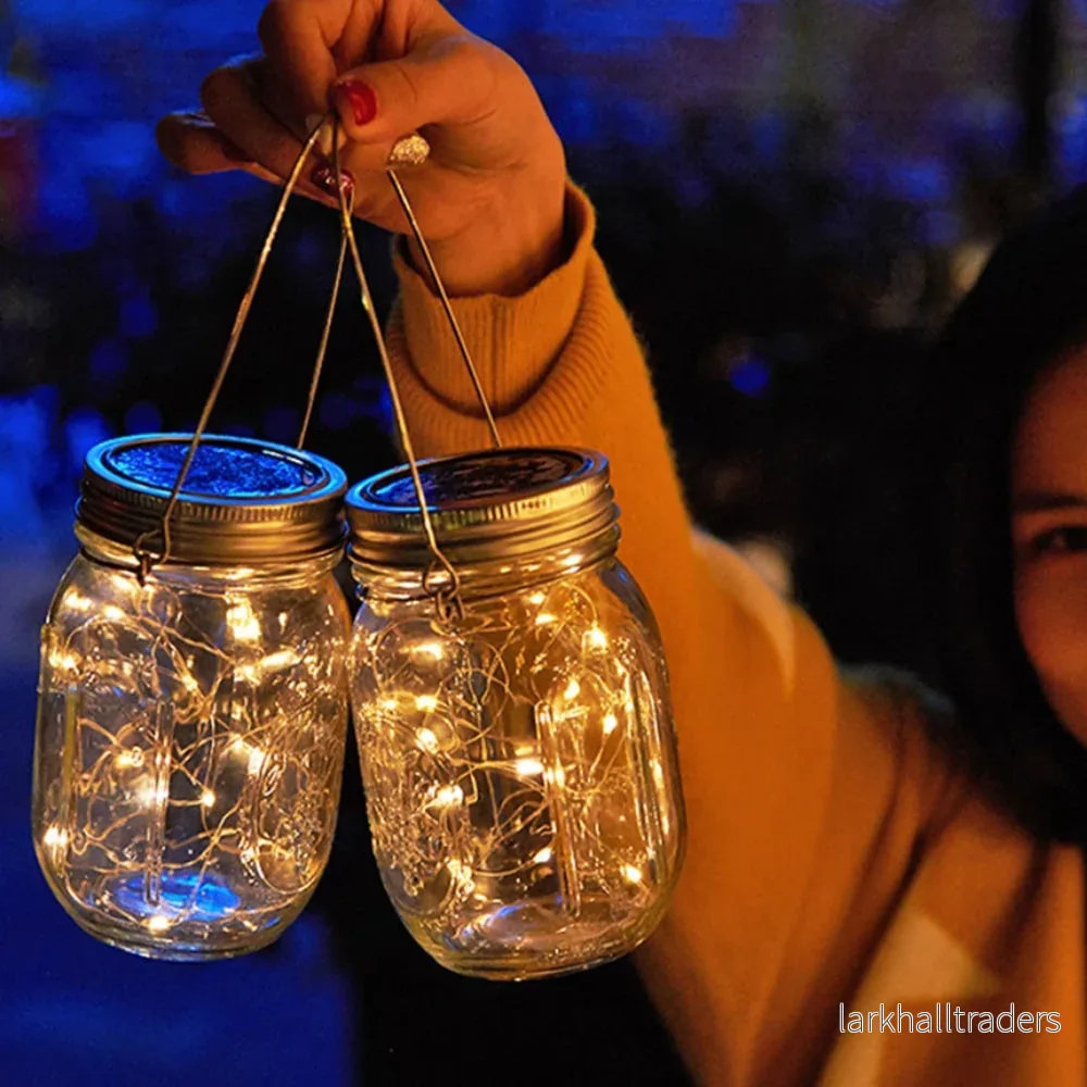 Lykta Solcell med dekorativ LED-list och handtag – 2 st. –