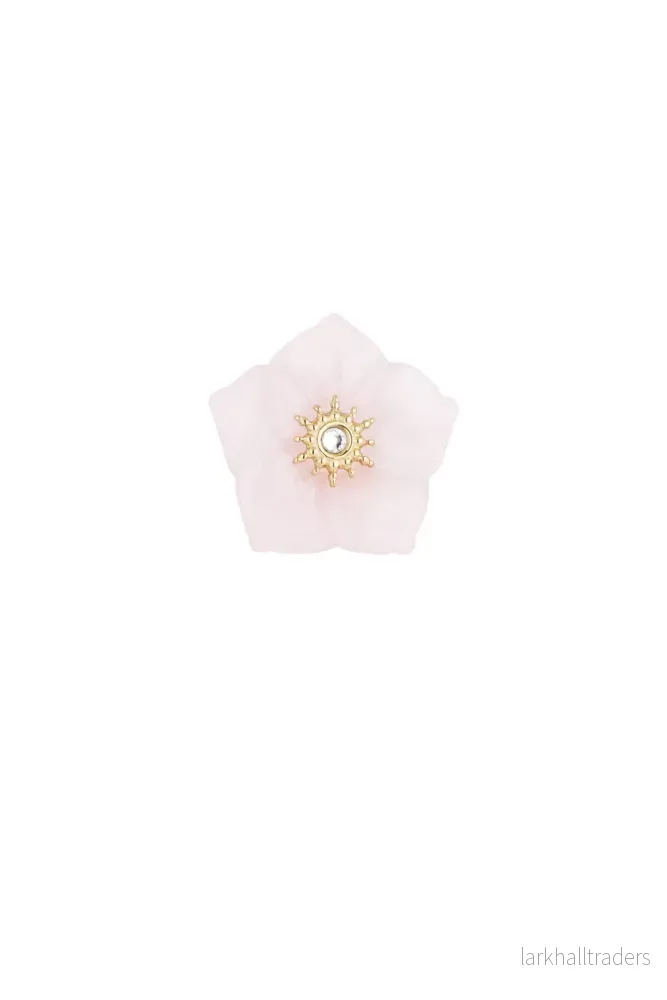 Rosa statementring med blomma i rostfritt stål