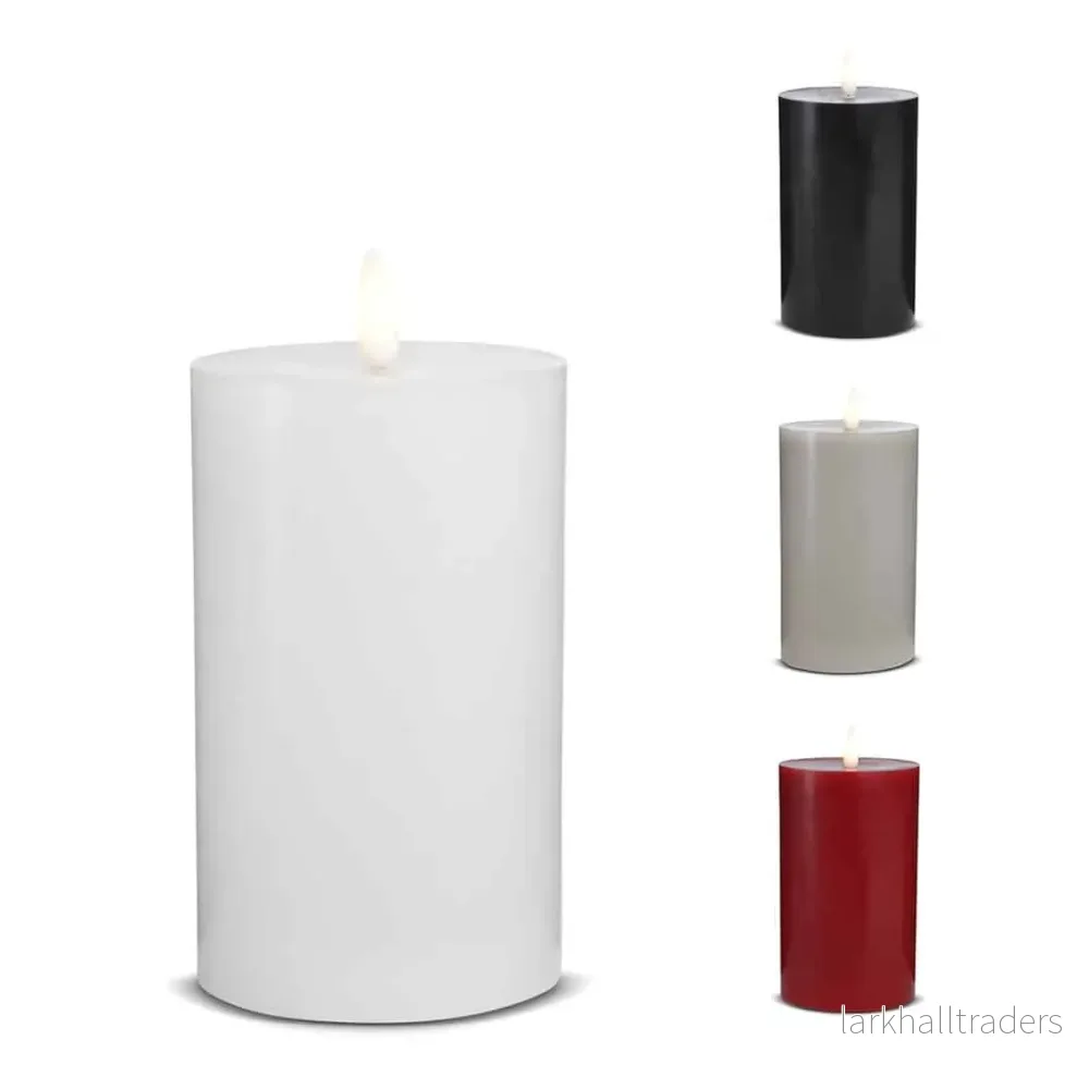 LED-ljus – 1 st. – ø7,5 x 15 cm – med 3D-låga – (flera färger) LED-ljus – 1 st. – ø7,5 x 15 cm – med 3D-låga – (flera färger)