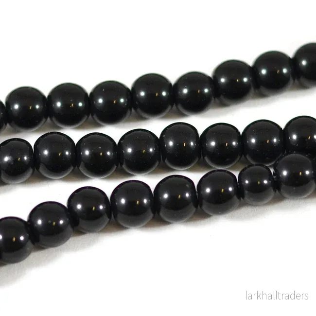 Vaxade glaspärlor, svart, 6mm Vaxade glaspärlor, svart, 6mm