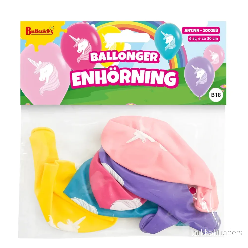Ballonger, enhörning 6 st - Bild 2
