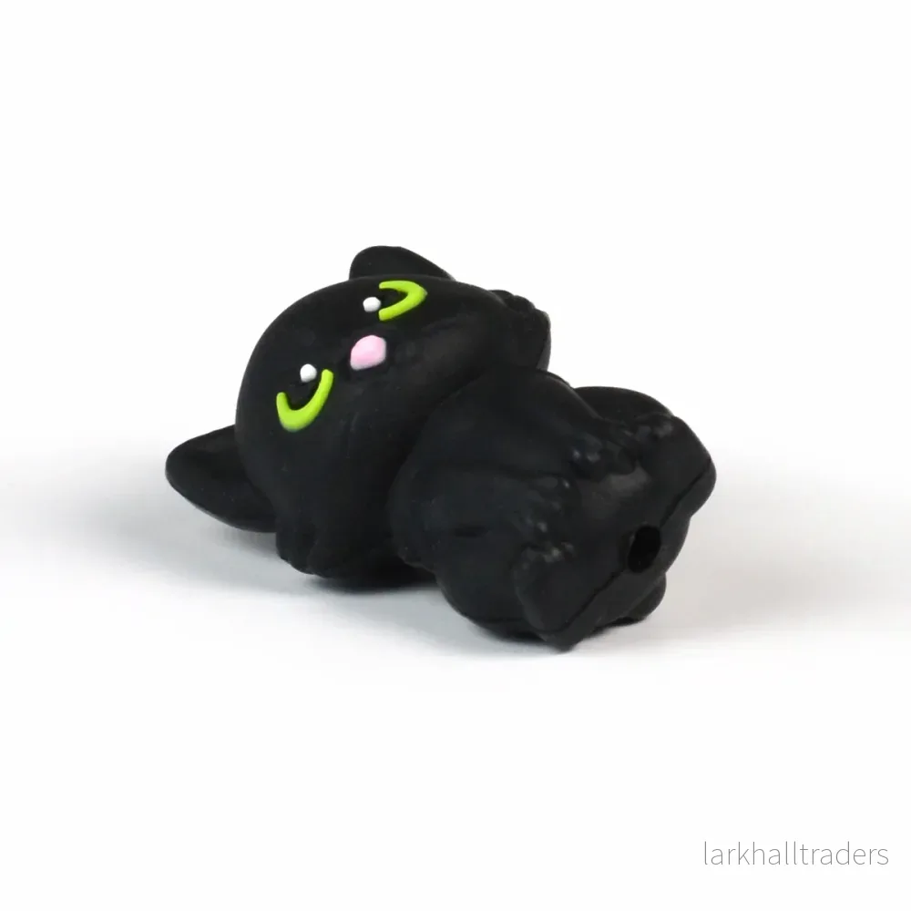 Motivpärla i silikon, 3D black cat - Bild 3