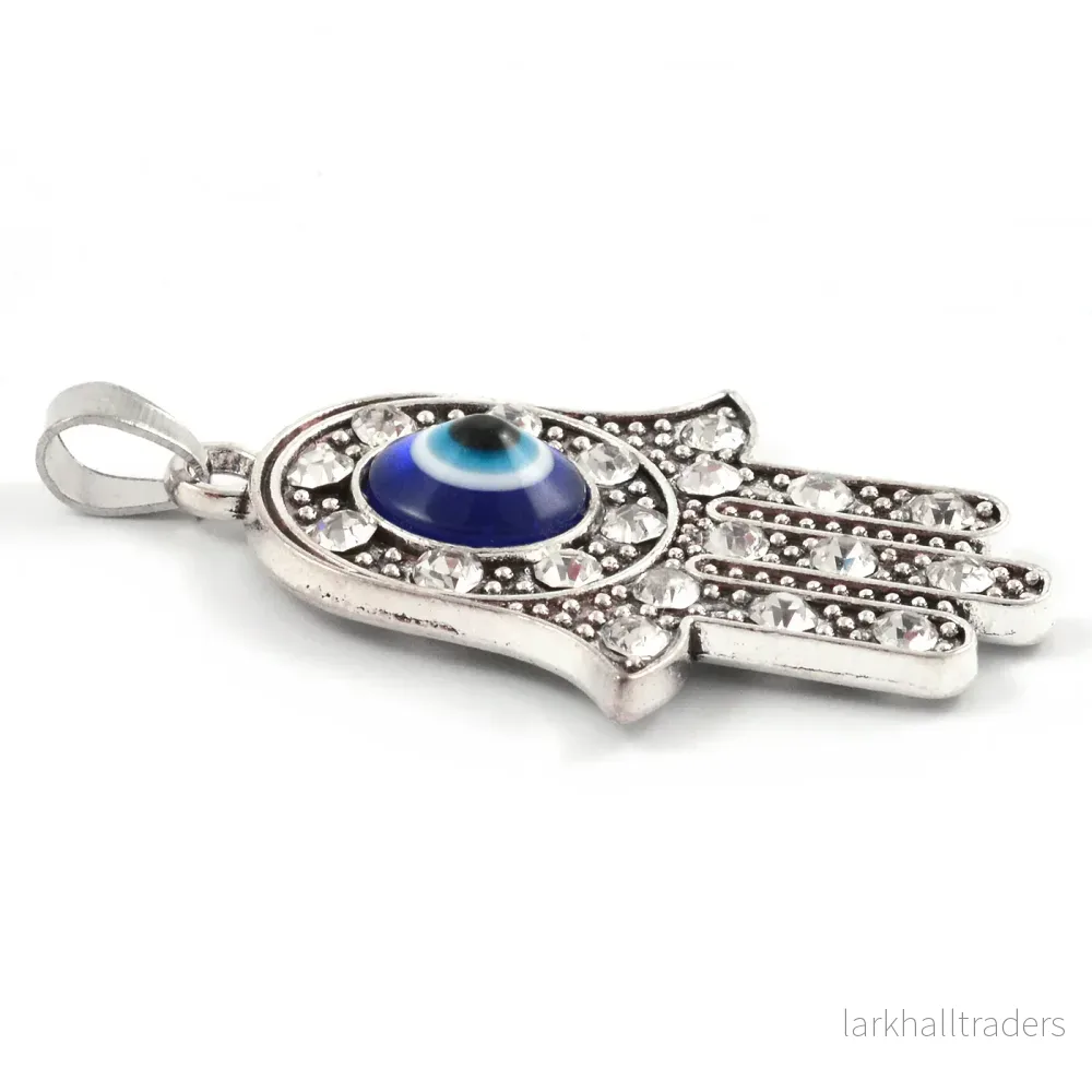 Berlock, Hamsas hand med strass och evil eye, antiksilver, 29x37mm, 1st - Bild 2