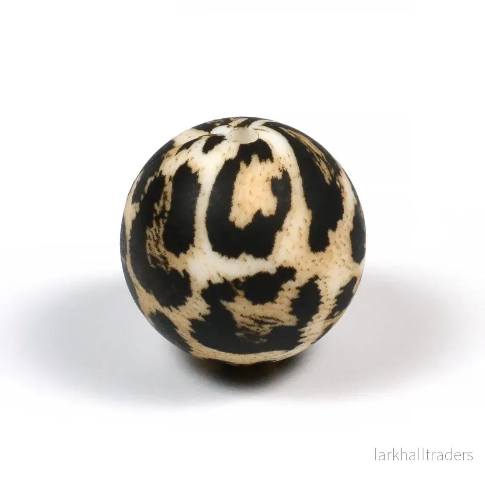 Silikonpärlor, leopard päls, 19mm