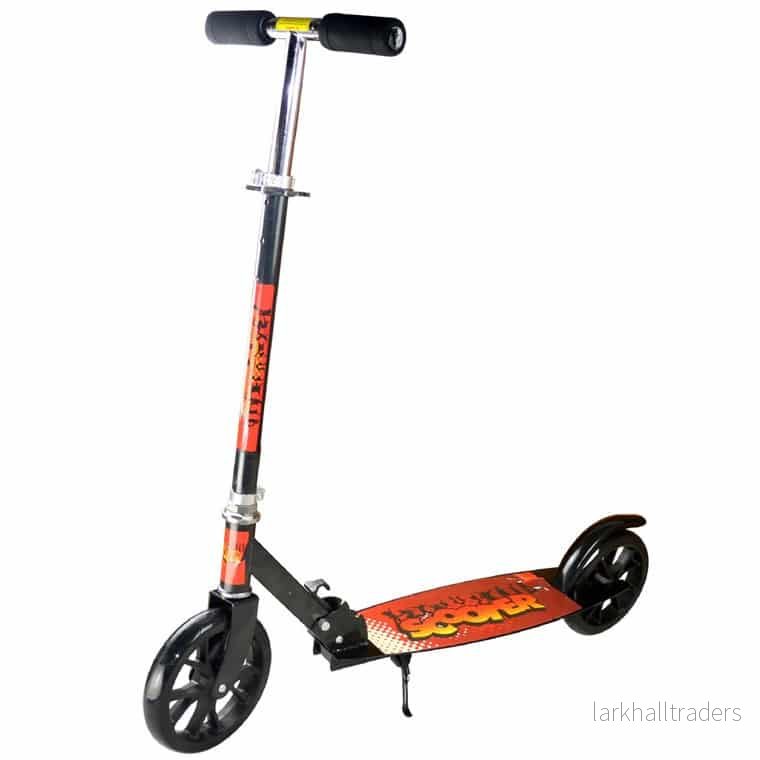 Sparkcykel med stora hjul och bakbroms hopfällbar (svart /orange) Sparkcykel med stora hjul och bakbroms hopfällbar (svart /orange)