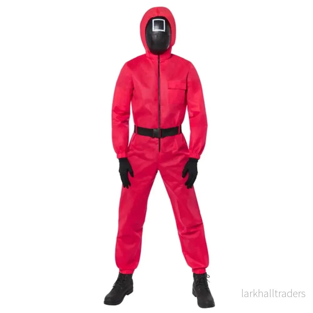 Dräkt med mask, Squid game guard deluxe XL Dräkt med mask, Squid game guard deluxe XL