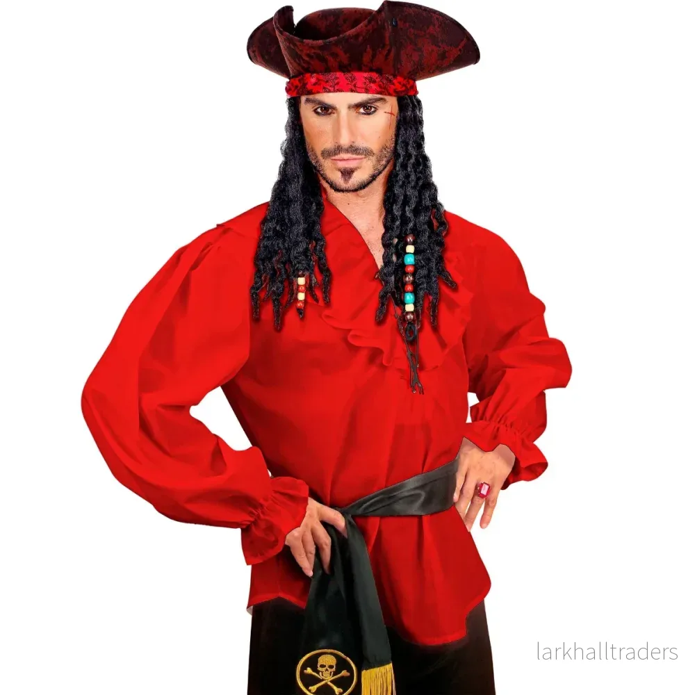 Piratskjorta, röd - Bild 2